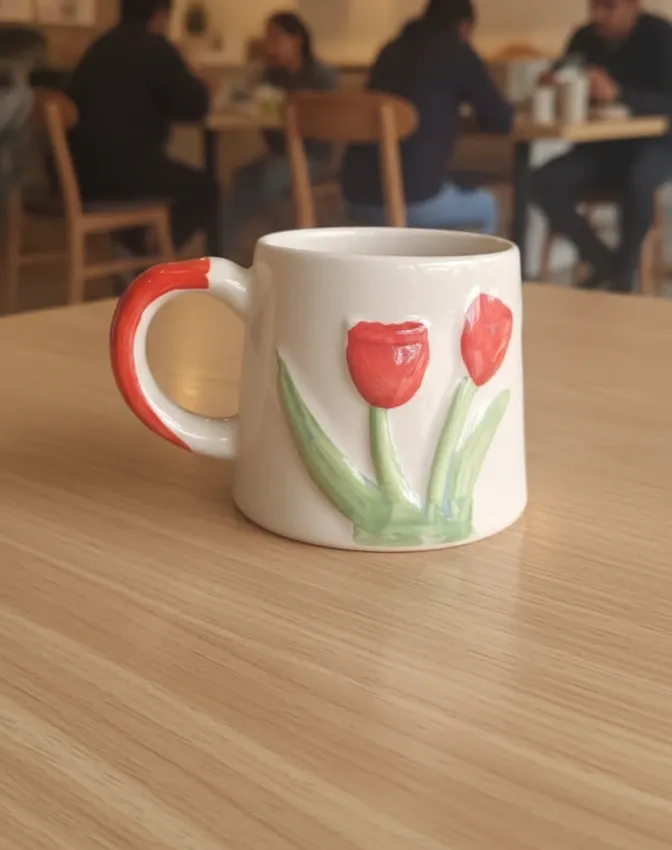 "Spring Bloom" Embossed Ceramic Tulip Mug
