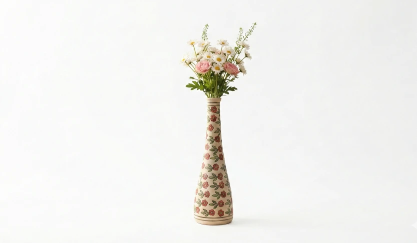 "Bohemian Bloom" Hand-Painted 12 inches Flower Vase