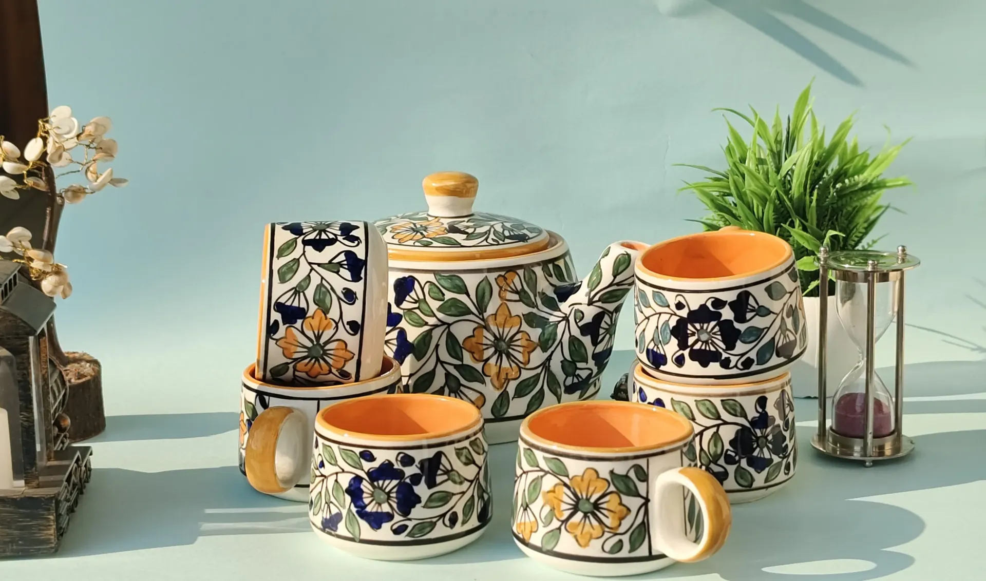 [P17] Patraam Hand-Painted Ceramic Tea Set