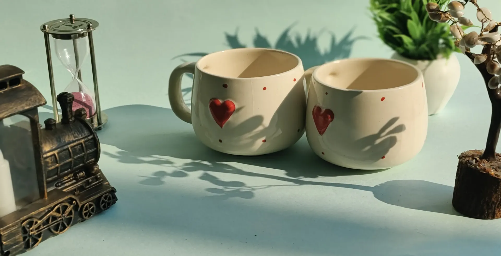 Patraam Ceramic Coffee Mug | Hand-Painted Heart Design | Tea & Coffee Cup | Handmade Ceramic Drink ware (Set of 1)