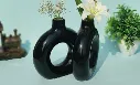 "Zen Ring" Modern Matte Black Donut Vase (6 Inch)